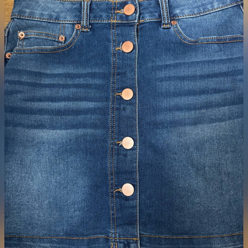 High Rise Button Front Denim Mini Skirt Women’s Size 13 Blue Jean Skirt - Picture 4 of 4